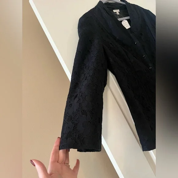 Talbots Black Lace Overlay Black Blazer Suit Jacket Women’s Size 14 - Picture 4 of 16
